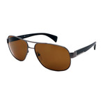 Prada // Men's PR52PS-5AV5Y161 Pilot Polarized Sunglasses // Gunmetal + Brown