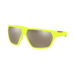 Men's Linea Rossa PS08US-4461C067 Sunglasses // Fluorescent Yellow Rubber + Silver Mirror