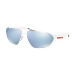 Men's Linea Rossa PS56US-TWK5K266 Sunglasses // White Rubber + Green Mirror
