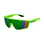 Men's Linea Rossa PS09US-4471M240 Sunglasses // Fluorescent Green Rubber + Gray Mirror green