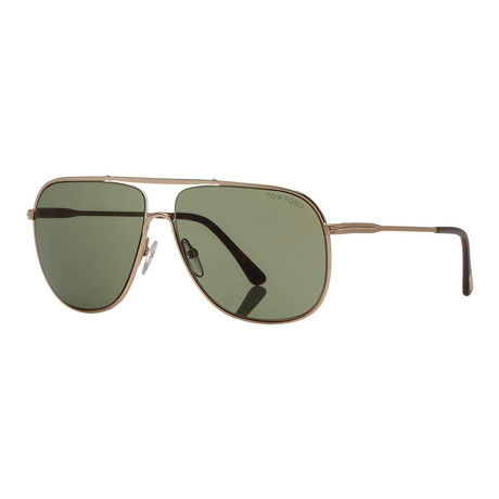 Men's Dominic Sunglasses // Shiny Rose Gold + Green