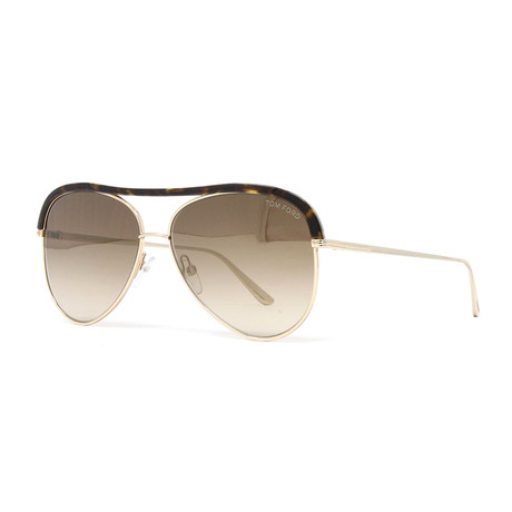 Men's Sabine Aviator Sunglasses // Gold Havana + Brown Gradient