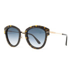 Women's TF0574S Mia Sunglasses // Dark Havana + Blue Gradient