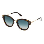 Women's TF0574S Mia Sunglasses // Dark Havana + Blue Gradient