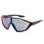 Men's PS10US-DG09Q130 Linea Rossa Sunglasses // Black + Dark Gray + Mirror Blue + Red