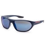 Men's PS18US-MA39P166 Linea Rossa Sunglasses // Matte Blue + Blue Mirror