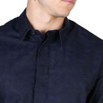 Long-Sleeve Button-Down Shirt // Dark Blue (S)