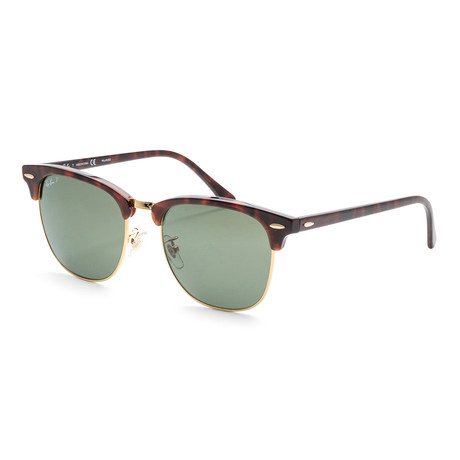 Men's Clubmaster RB3016F-990-5855 Polarized Sunglasses // Red Havana + Crystal Green
