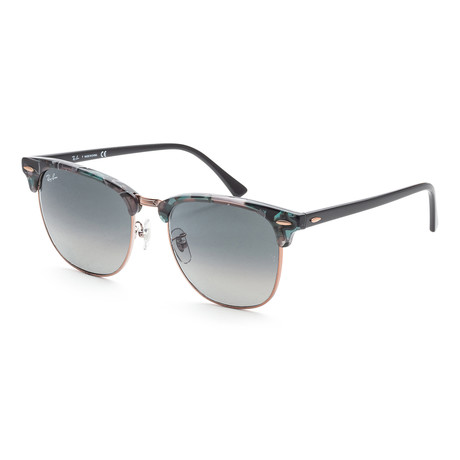 Unisex Clubmaster RB3016F-12557155 Sunglasses // Spotted Gray + Green + Gray Gradient + Dark Gray