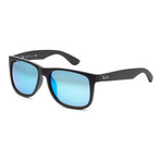 Men's Justin RB4165F-622-58 Sunglasses // Black Rubber + Green Mirror Blue