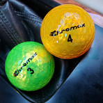 Metallic O.V. Golf Balls // 6 Ball Pack Combo // Gold + Neon Green