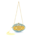 Judith Leiber // Women's Egg Ormulu Clutch Handbag // Blue + Gold