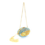 Judith Leiber // Women's Egg Ormulu Clutch Handbag // Blue + Gold