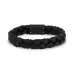 Woven Leather Bracelet // 12mm // Black (7.5"L)