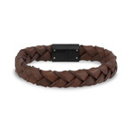 Woven Leather Bracelet // 12mm // Brown (7.5")