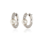 Mimi Milano Nagai Sirenette 18k White Gold Diamond + Pearl Earrings // Store Display