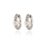 Mimi Milano Nagai Sirenette 18k White Gold Diamond + Pearl Earrings // Store Display