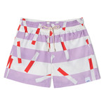 Mauvesticks X Camille Walala Grande Classic Swim Shorts // Mauve + White + Red (Small)