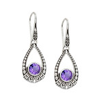 Women's Amethyst Earrings // Silver