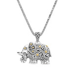 Women's Elephant Necklace // Silver + 18K Gold
