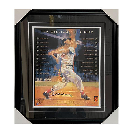 Ted Williams // Framed Autographed Hit List Photo