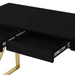 Markee Desk // Polished Stainless Steel Base (Black + Gold)
