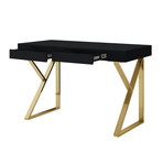 Markee Desk // Polished Stainless Steel Base (Black + Gold)