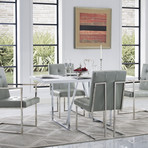 Cecille PU Leather Dining Chair // Set of 2 (Light Gray/Chrome)