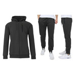 French Terry Zip Up Hoodie + Jogger Set // Black (M)