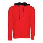 French Terry Two-Toned Pullover Hoodie // Red + Black (M)