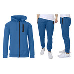 French Terry Zip Up Hoodie + Jogger Set // Royal (S)