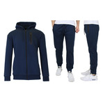 French Terry Zip Up Hoodie + Jogger Set // Navy (S)