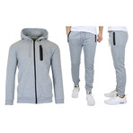 French Terry Zip Up Hoodie + Jogger Set // Heather Gray (L)