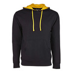 French Terry Two-Toned Pullover Hoodie // Black + Gold (M)