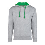 French Terry Two-Toned Pullover Hoodie // Heather Gray + Kelly Green (2XL)