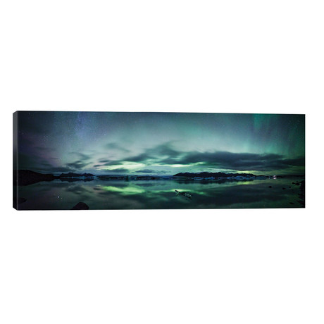 Aurora Borealis Panorama, Iceland by Matteo Colombo (60"W x 20"H x 0.75"D)
