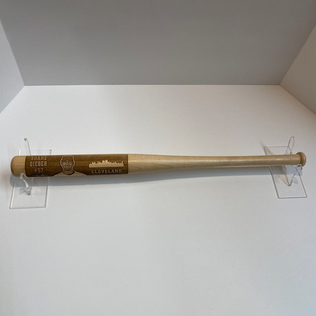 Laser Engraved Wood Mini Bat // MLB Player // Cleveland Indians - Shane Bieber
