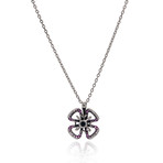 Lalique Poppy 18k White Gold Diamond + Garnet Necklace // Store Display