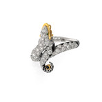 Lalique Serpent 18k White + Yellow Gold Diamond + Onyx Ring // Ring Size 7.5 // Store Display