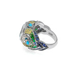 Lalique Peacock 18k White Gold Diamond + Aquamarine Ring // Rng Size 7.25 // Store Display