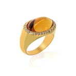 Lalique Petillante 18k Yellow Gold Diamond + Amber Ring // Ring Size 6 // Store Display