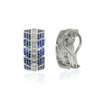 Lalique Eros 18k White Gold Diamond + Blue Sapphire Earrings // Store Display