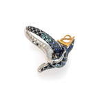 Lalique Serpent 18k White + Yellow Gold Diamond + Blue Sapphire Ring // Ring Size 6 // Store Display