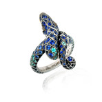 Lalique Serpent 18k White + Yellow Gold Diamond + Sapphire Ring // Ring Size 6.5 // Store Display