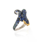 Lalique Serpent 18k White + Yellow Gold Diamond + Blue Sapphire Ring // Ring Size 6 // Store Display