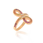 Lalique Ardente 18k Rose Gold Diamond + Sapphire Ring // Ring Size 5.5 // Store Display