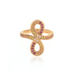 Lalique Ardente 18k Rose Gold Diamond + Sapphire Ring // Ring Size 6 // Store Display