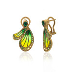 Lalique Libellule 18k Yellow Gold + Emerald Earrings // Store Display