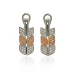 Lalique Eros 18k White Gold + 18k Rose Gold Diamond Earrings // Store Display