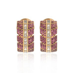 Lalique Eros 18k Rose Gold Diamond + Ruby Earrings // Store Display